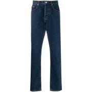 Blå Bomuld Slim Fit Straight Leg Jeans