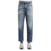 Bredbenet og Slim Fit Eco-Denim Jeans med Distressed Detaljer
