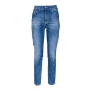 Dame 5-lomme Jeans. Slim Fit, Almindelig Talje og Hem. Fremstillet i Italien.