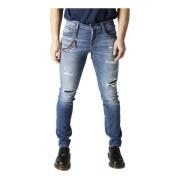 Blå Jeans med Slidt Effekt til Mænd