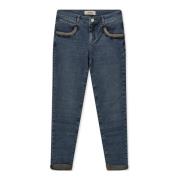 Blå Jeans med Broderede Pailletdetaljer