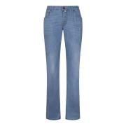 Slim Fit Blå Jeans med Naples Print