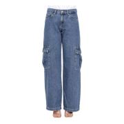 Cargo Style Flarede Denim Jeans