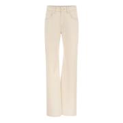 Løse bukser i farvet komfort denim med blank fane