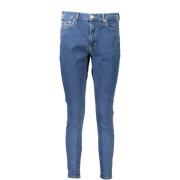 Blå Bomuld Jeans, Høj Talje, Skinny